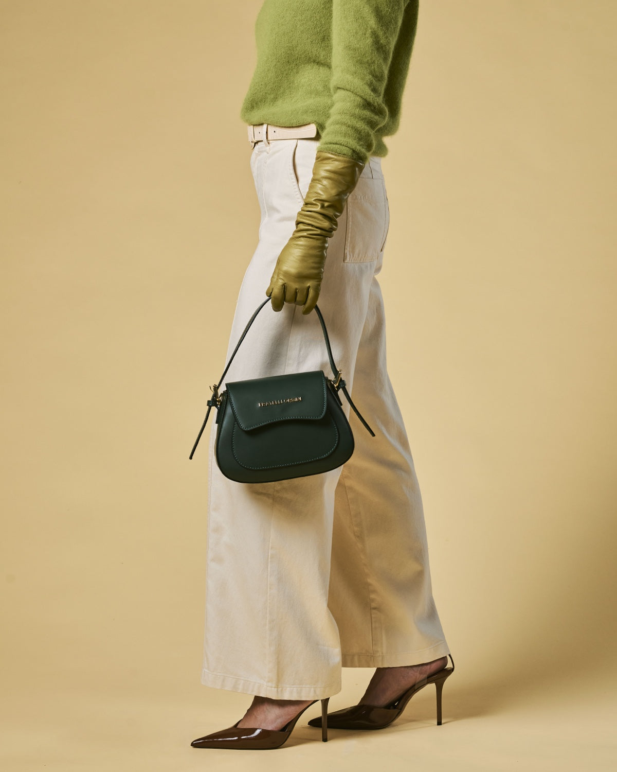 Ottavia (green) - Italian calf leather women's crossbody bag (with shoulder strap) — photo 3 of 10