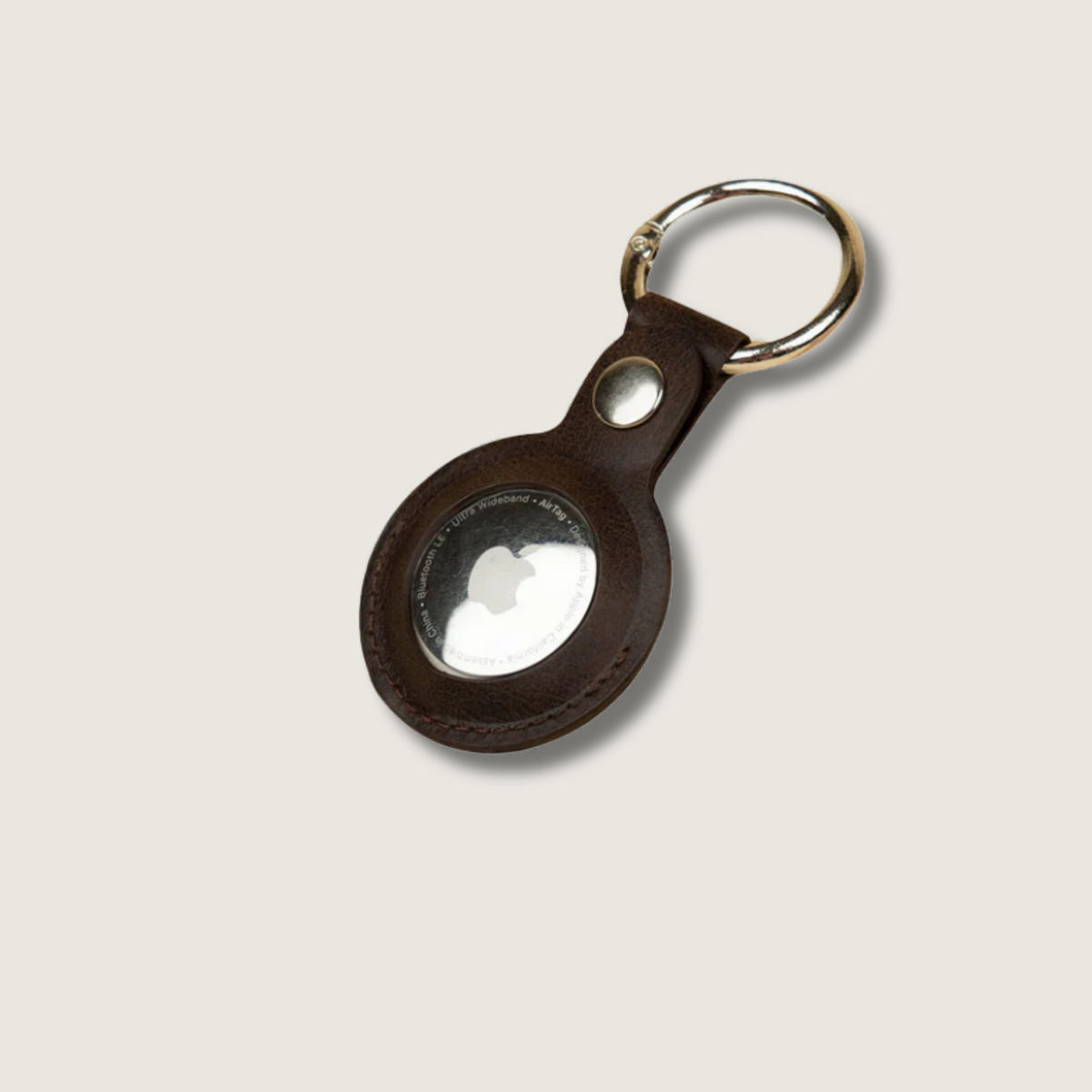 Premium Leather AirTag Holder - Rich Dark Brown - Orlando