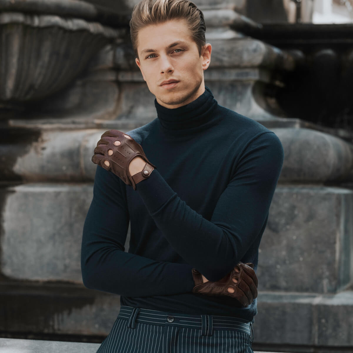 Mario (brown) - Italian lambskin leather driving gloves — photo 2 of 10