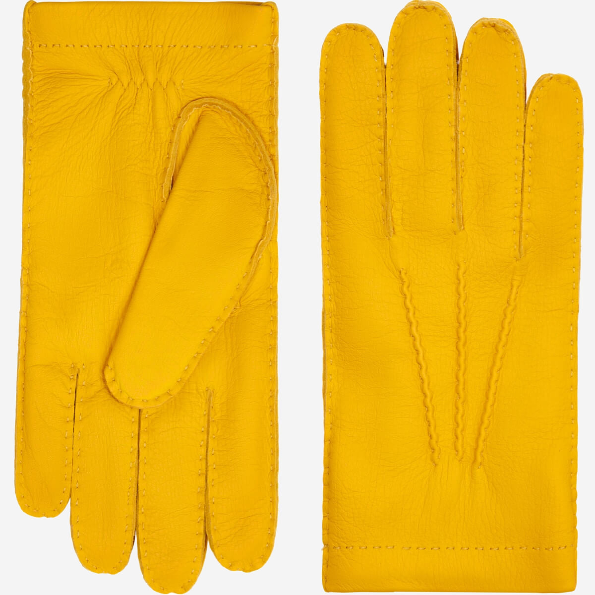 Matteo (yellow) - Italian gloves made of American deerskin leather with cashmere lining — photo 2 of 10