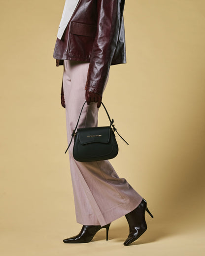 Ottavia (black) - Italian calf leather women's crossbody bag (with shoulder strap) — photo 5 of 8