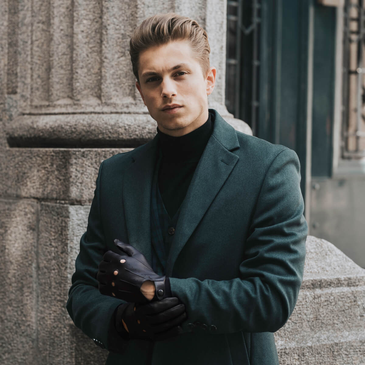 Enzo (black) - Italian lambskin leather driving gloves — photo 2 of 10