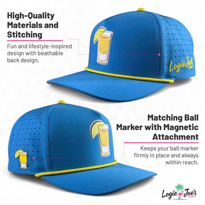 Fairway Palms Golf Hat | Snapback Cap | Built-in Magnetic Ball Marker Holder + Marker Included | Adjustable | One Size