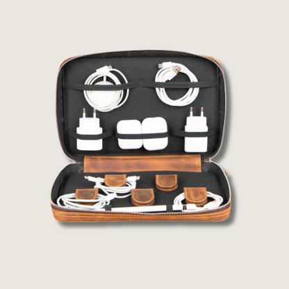 Leather Tech Organizer Case - Rich Brown - Oslo