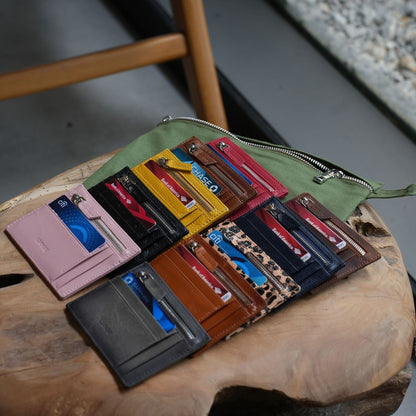 Zippered Genuine Leather Card Holder – Gift Box Edition (10 Colors) -Concord