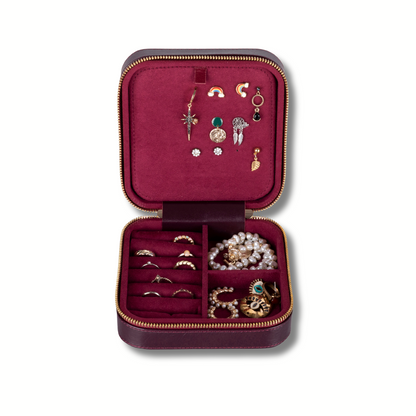 Luxury Travel Jewelry Box – Burgundy - Palermo