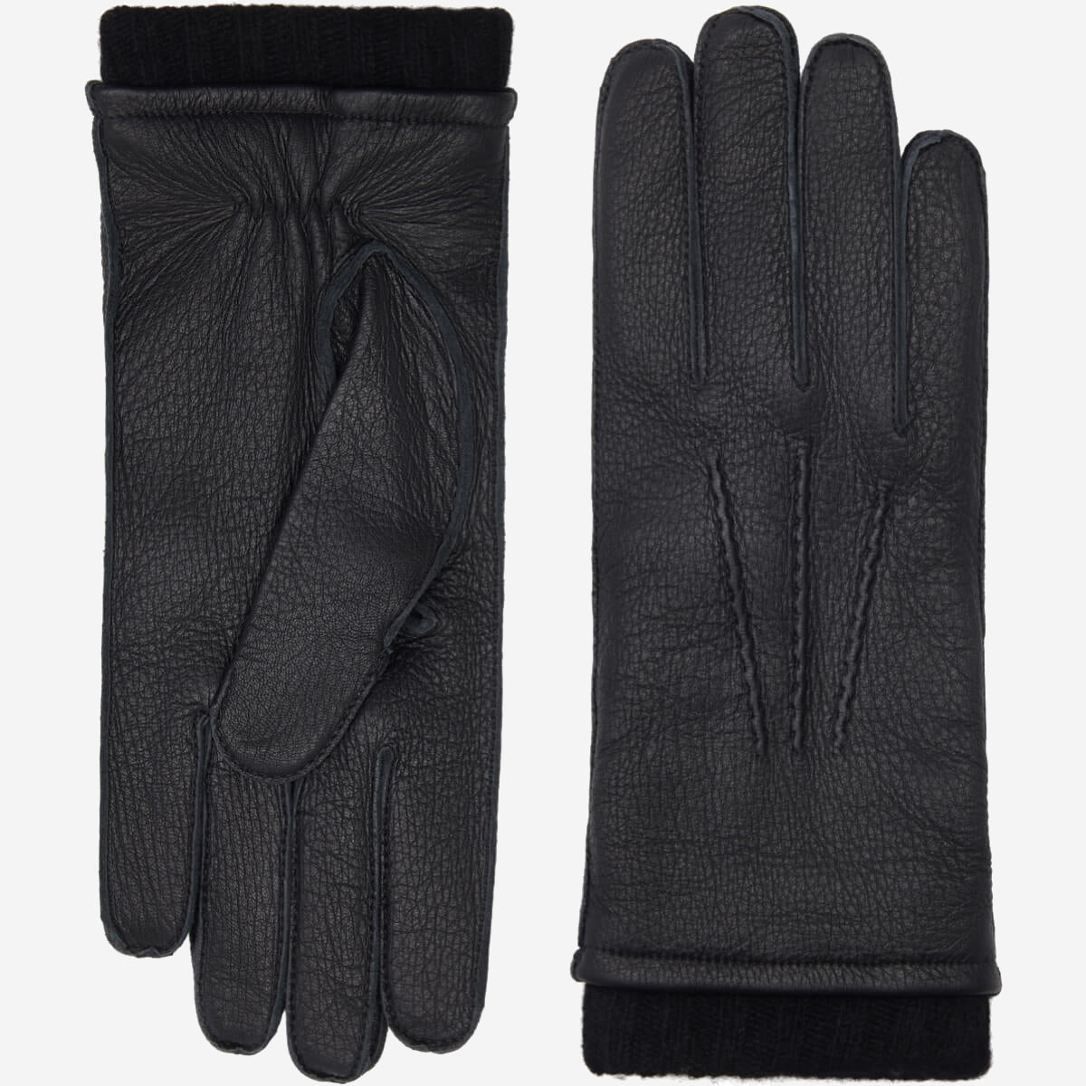 Vittoria (black) - Italian gloves made of American deerskin leather with cashmere lining — photo 1 of 10