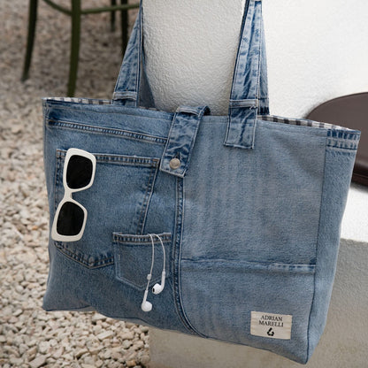 Brooklyn Heritage Tote / Recycled Denim White