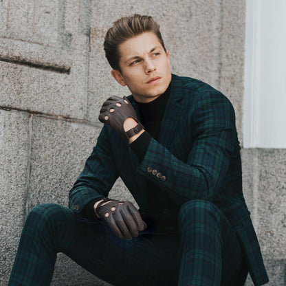 Mario (dark brown) - Italian lambskin leather driving gloves — photo 2 of 10