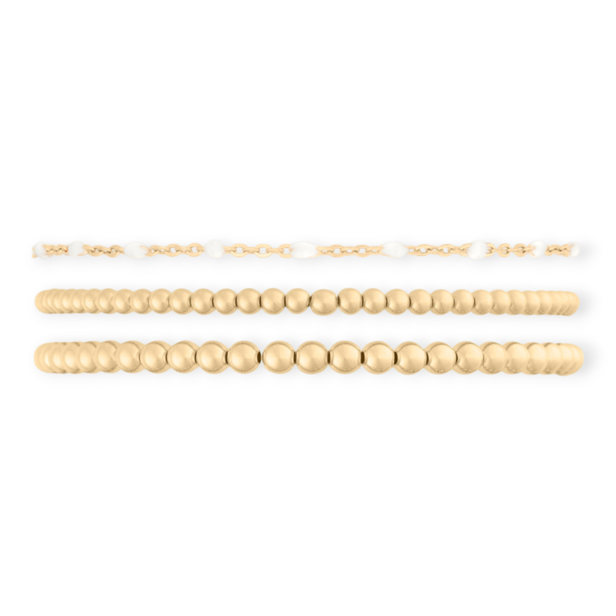 white daisy + juno bracelet triple stack (3+4mm)