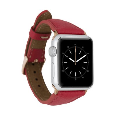 Classic Red Leather Apple Watch Band - Dallas