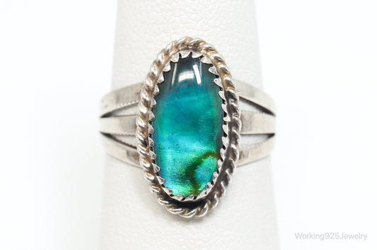 Vintage Native American Paua Abalone Shell Sterling Silver Ring - SZ 6.25