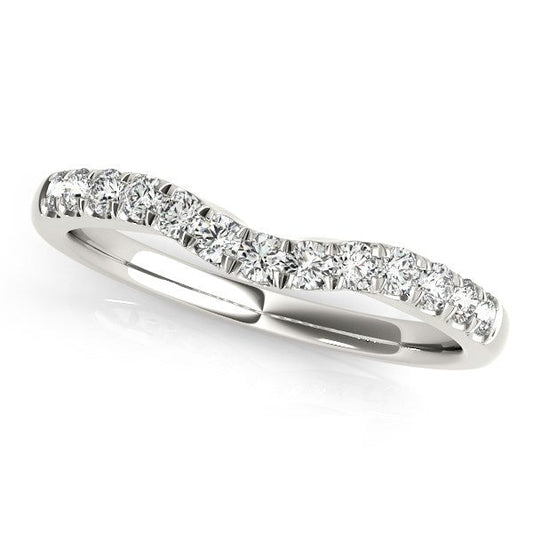 14k White Gold Diamond Curved Design Wedding Band (1/4 cttw) — photo 1 of 2