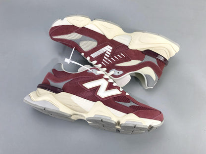 New Balance 9060 Washed Burgundy & Cream Sneakers - Comfort & Style