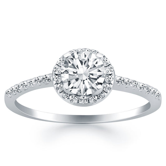 14k White Gold Diamond Halo Collar Engagement Ring — photo 1 of 6