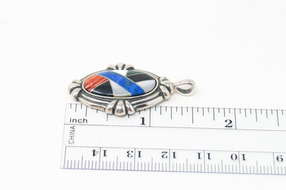 Vtg Carolyn Pollack Relios Collection Multi Gem Sterling Silver Necklace Pendant