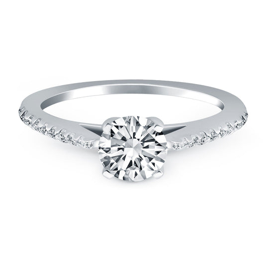 14k White Gold Micro Prong Diamond Cathedral Engagement Ring — photo 2 of 6