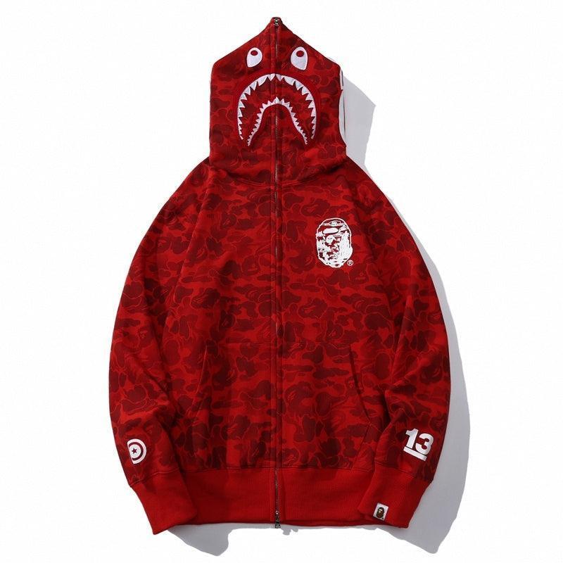 BAPE OG Camo Shark Full Zip-Up Hoodie A Bathing Ape 'Red'