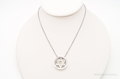 Vintage Star Of David Brass Copper Sterling Silver Necklace