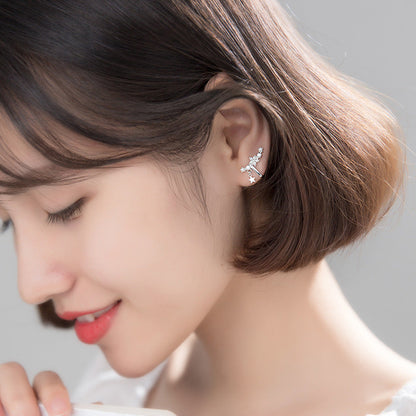Sier-plated Mori Style Art Lady Star Short Temperamental Earless Ear Clip