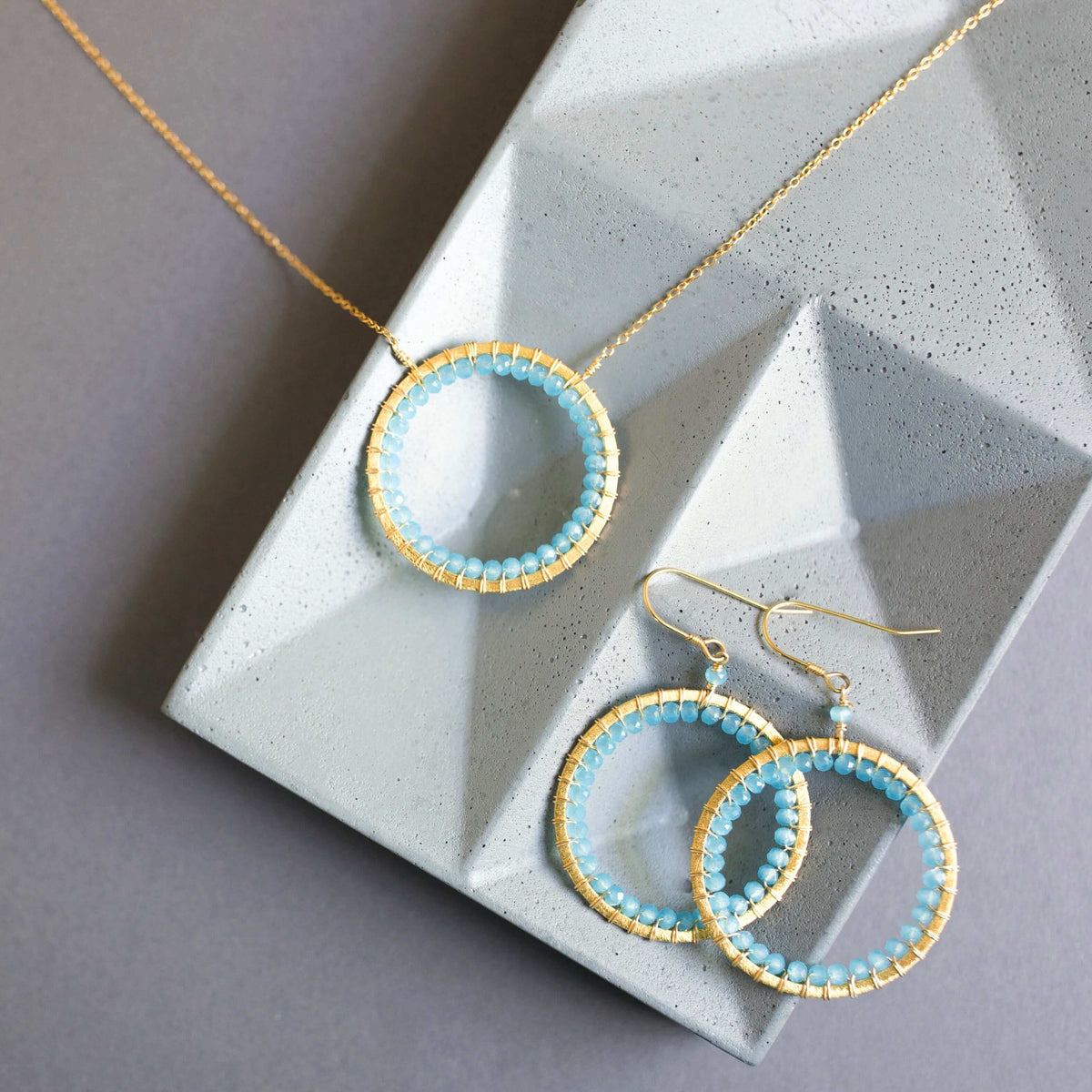 Blue Chalcedony Halo Necklace