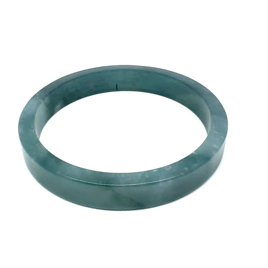 70.5 mm Princesa Blue Guatemalan Jadeite Square-Edge Bangle, Polished Mottling