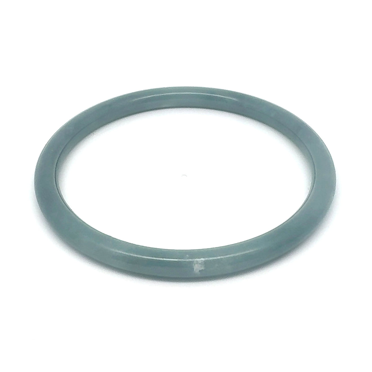 62.5 mm Celestial Blue Jadeite Thin Full-Round Hololith Bangle, Grayish-Blue