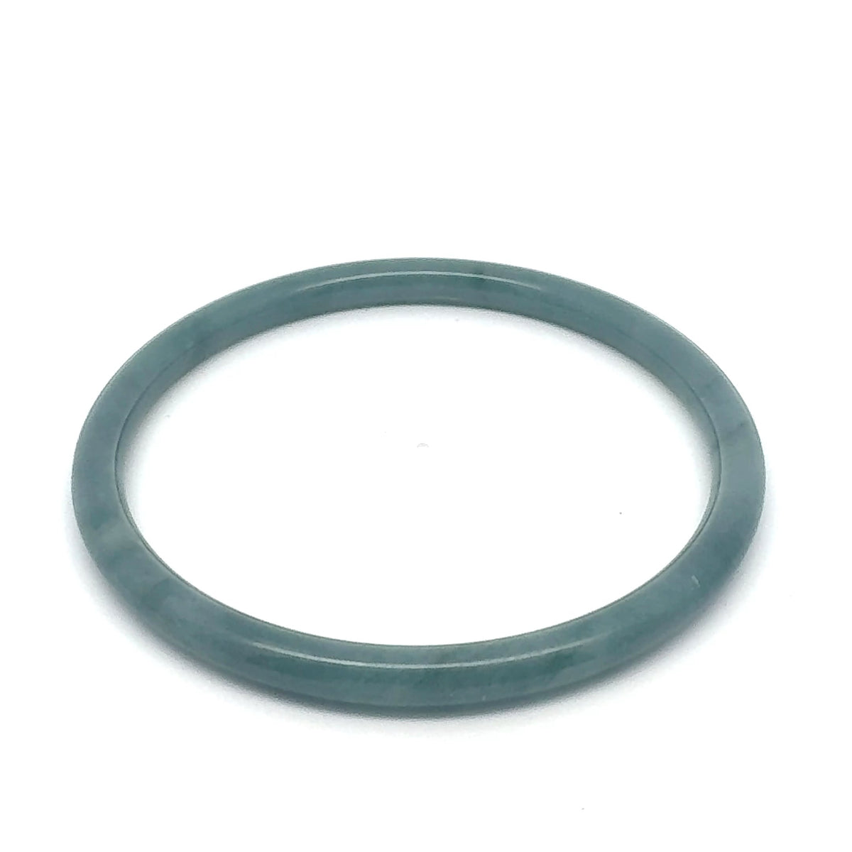 63 mm Blue-Green Celestial Blue Jadeite Thin Hololith Full-Round Bangle