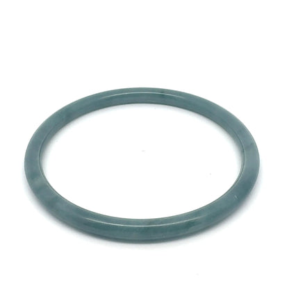 63 mm Blue-Green Celestial Blue Jadeite Thin Hololith Full-Round Bangle