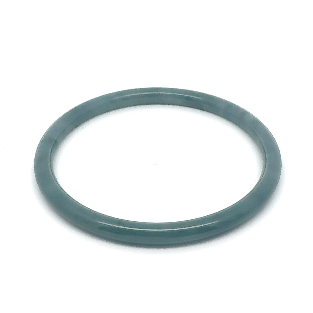 63 mm Blue-Green Celestial Blue Jadeite Thin Hololith Full-Round Bangle