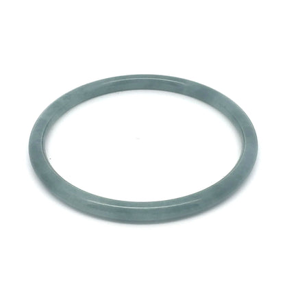 63 mm Celestial Blue Guatemalan Jadeite Thin Full-Round Bangle, Grey-Green