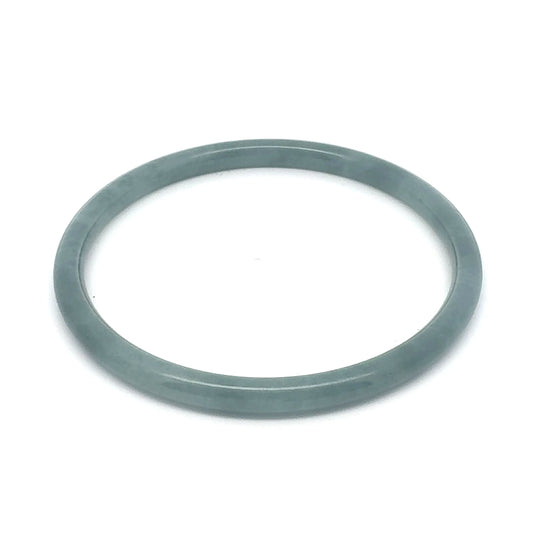 63 mm Celestial Blue Guatemalan Jadeite Thin Full-Round Bangle, Grey-Green