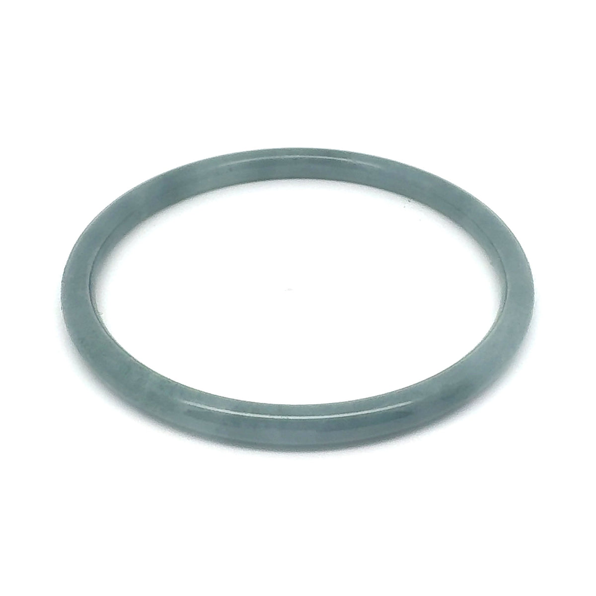 63 mm Celestial Blue Guatemalan Jadeite Thin Full-Round Bangle, Grey-Green