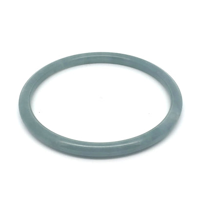 63 mm Celestial Blue Guatemalan Jadeite Thin Full-Round Bangle, Grey-Blue