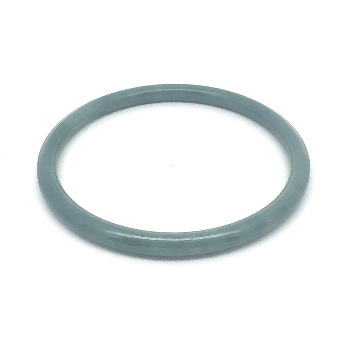 63 mm Celestial Blue Guatemalan Jadeite Thin Full-Round Bangle, Grey-Blue