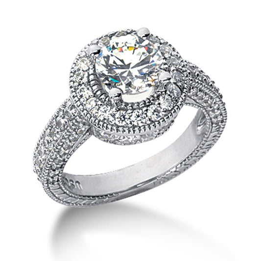 14k White gold Vintage Halo Diamond Semi-Mount — photo 1 of 4