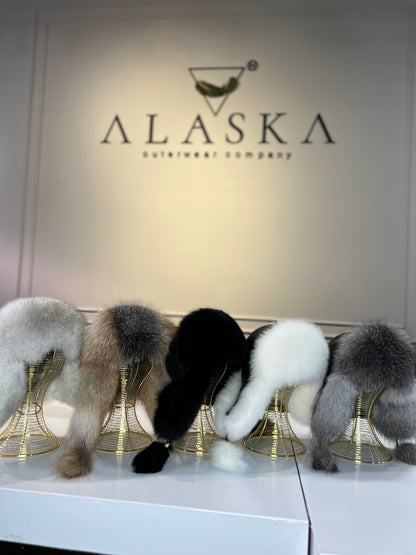 Genuine Silver Fox Fur Genuine Leather Hat