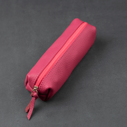 Elegant Leather Makeup Bag - Pink - Aurora
