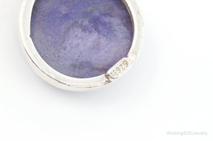 Vintage Large Purple Gemstone Sterling Silver Necklace Pendant