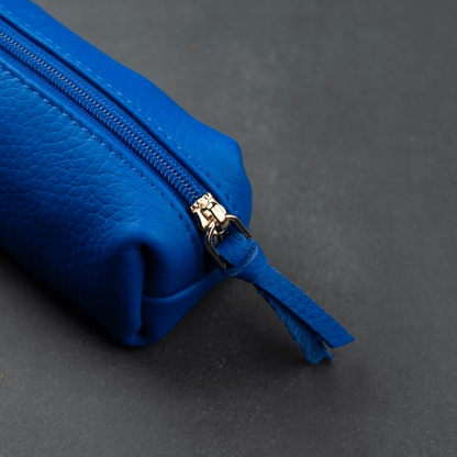 Elegant Leather Makeup Bag - Blue - Aurora