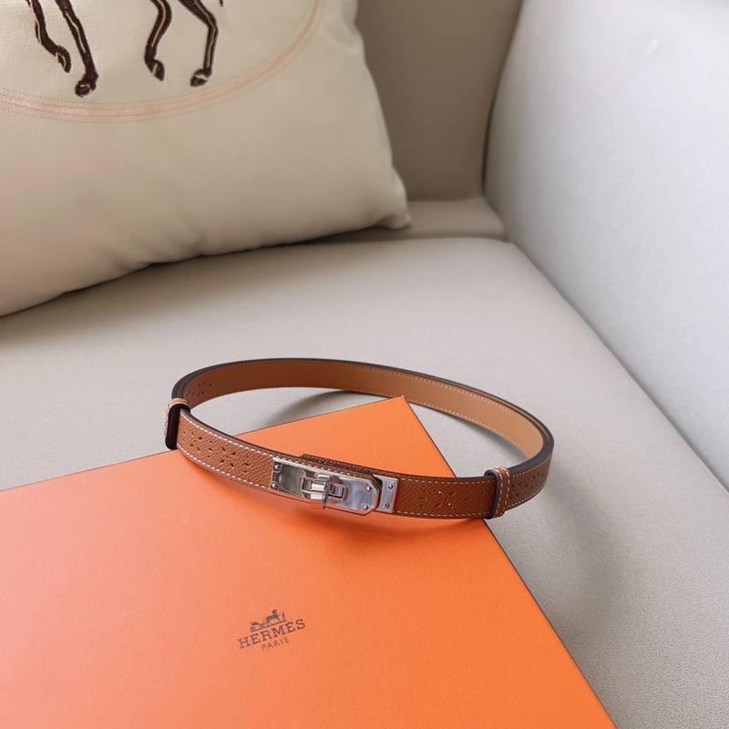 Hermes Men Silver Buckle Belt 'Brown'