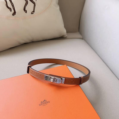 Hermes Men Silver Buckle Belt 'Brown'