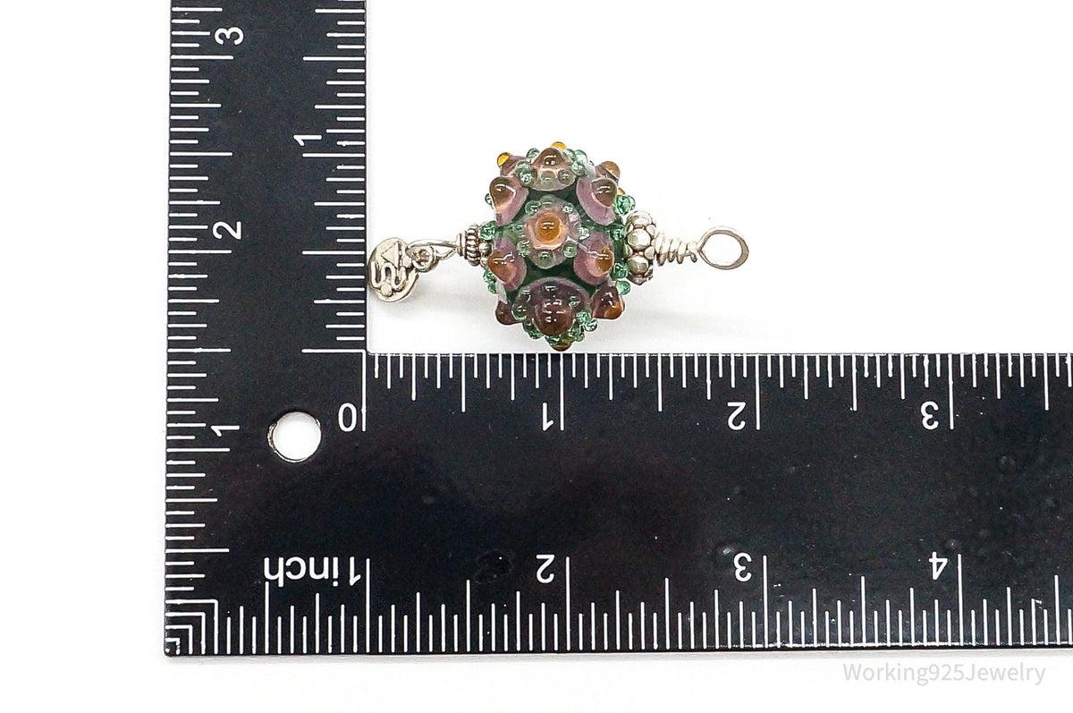 Vintage Large Glass Sterling Silver Pendant
