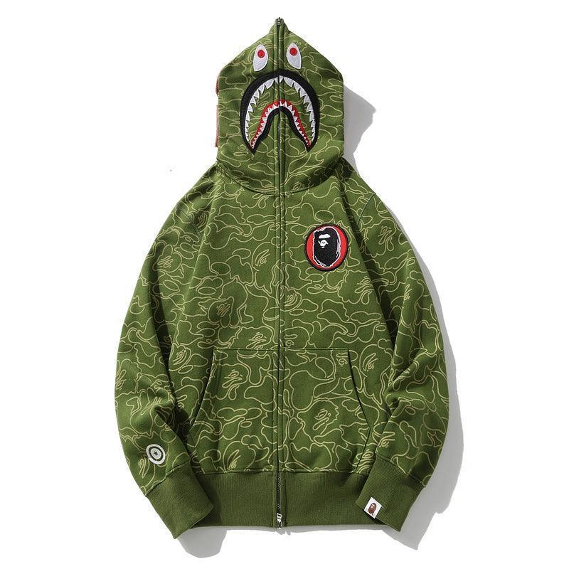 BAPE Line Camo Shark Full Zip Hoodie A Bathing Ape 'Green'