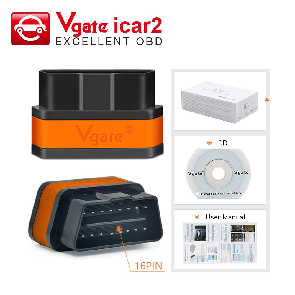 Vgate icar2 Bluetooth/Wifi OBD2 Herramienta de diagnóstico ELM327 Bluetooth/wifi OBD 2 Escáner Mini ELM327 para android/PC/IOS Lector de código