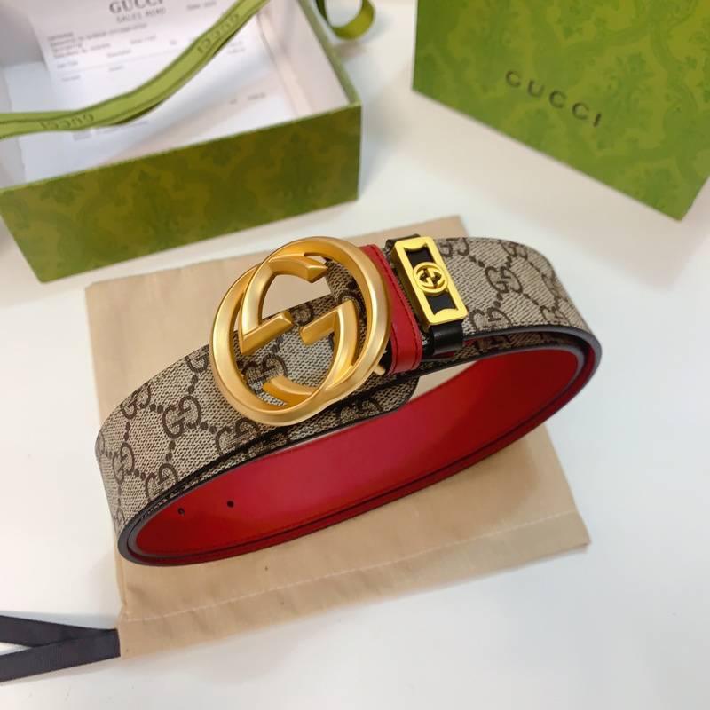 GUCCI Embellished coated-canvas and leather belt 'Beige'