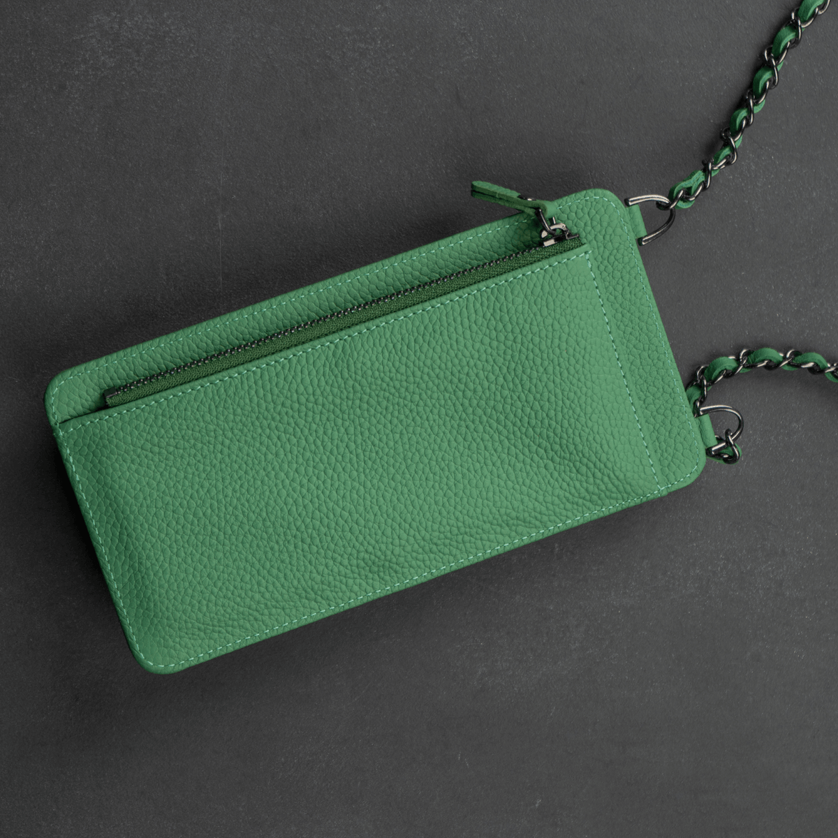 Leather Green Crossbody Bag Phone Wallet - Columbus