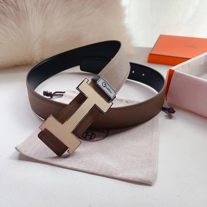 Hermes Men Beige Buckle Belt 'Brown'