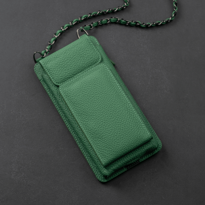 Leather Green Crossbody Bag Phone Wallet - Columbus