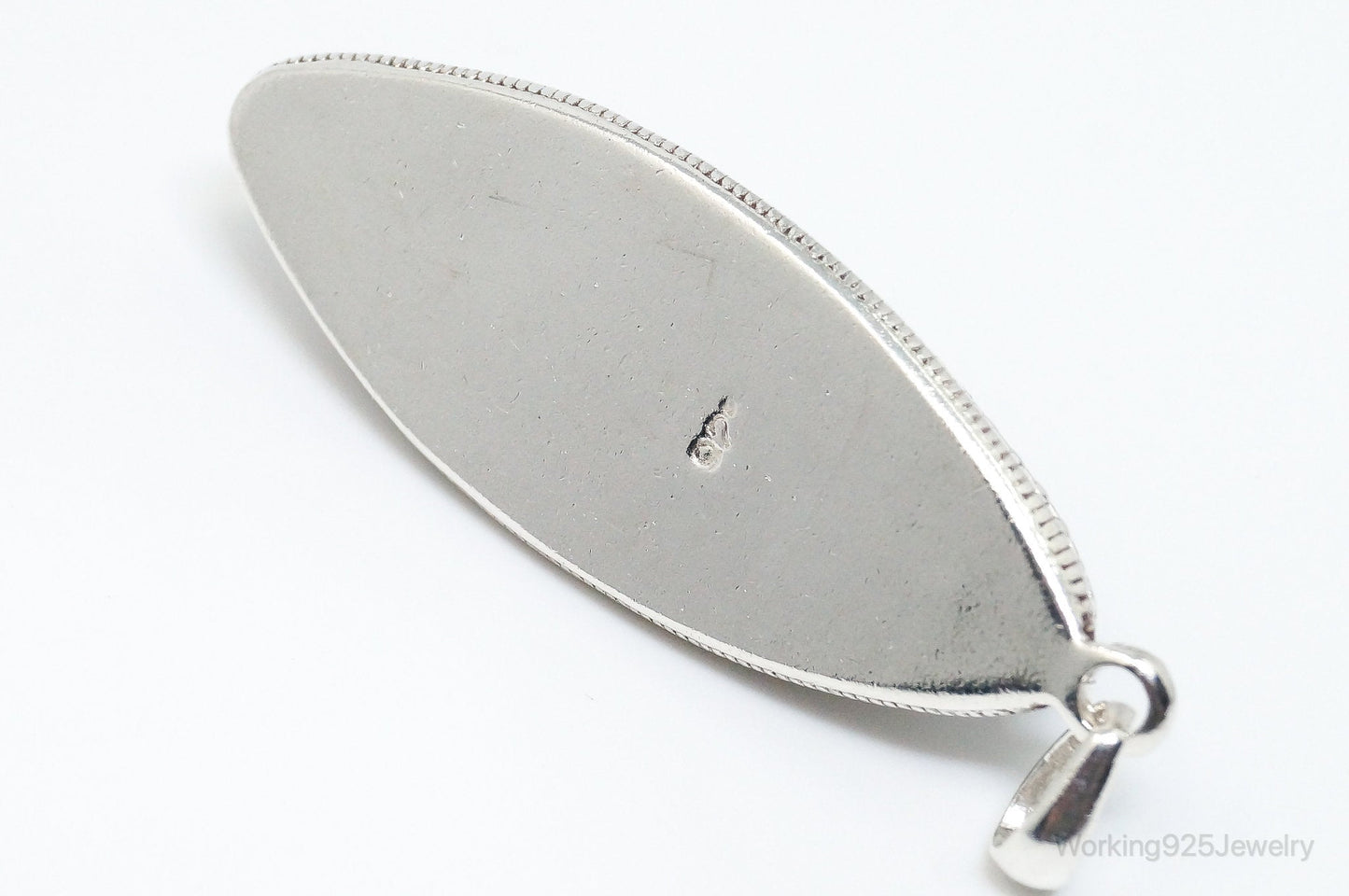 Vintage Long Large Labradorite Sterling Silver Necklace Pendant